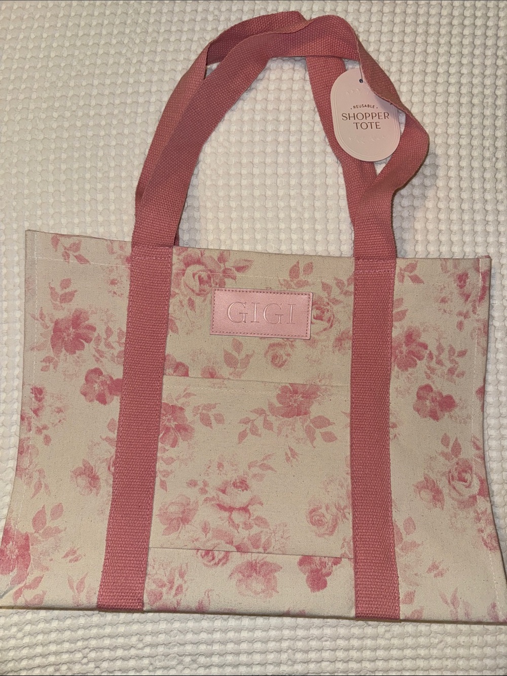 Pink Floral Canvas Shopper Tote